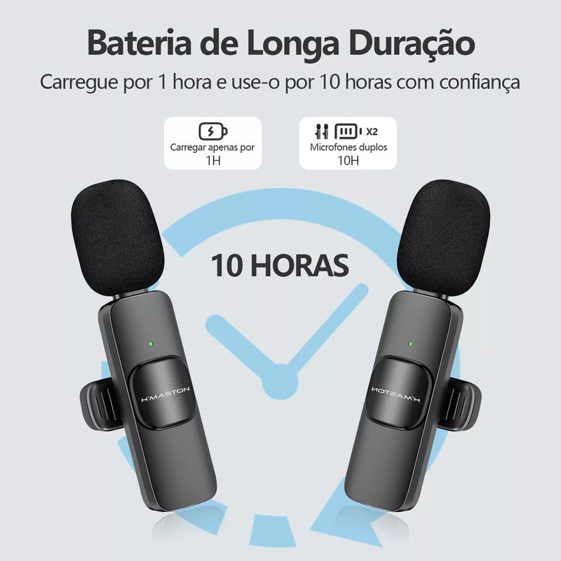 Microfone Sem Fio Duplo Lapela Tipo-C para Lightning H'maston MK-17