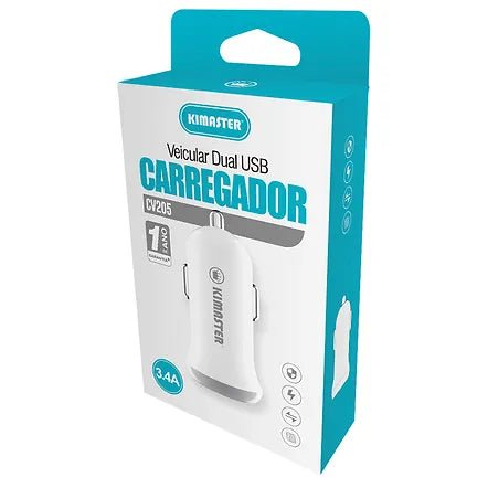 Carregador Veicular Kimaster Univ 2 USB Premium CV205B - LETEC | Eletronicos & Imports