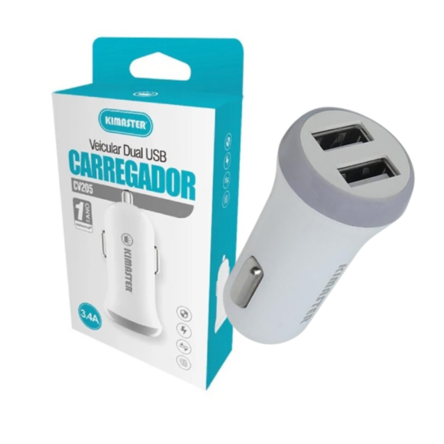 Carregador Veicular Kimaster Univ 2 USB Premium CV205B